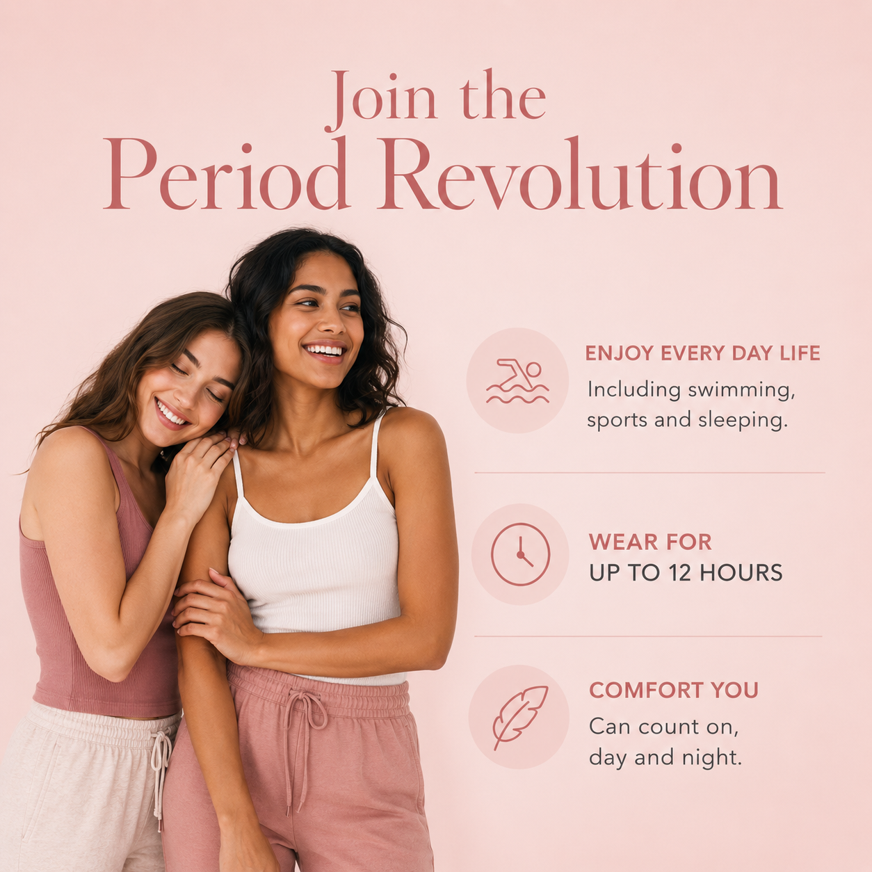 Women enjoying period freedom with a reusable Flo Angel menstrual cup for everyday comfort and confidence