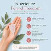 Flo Angel reusable menstrual cup made from medical grade silicone for up to 12 hours of comfortable period protection
