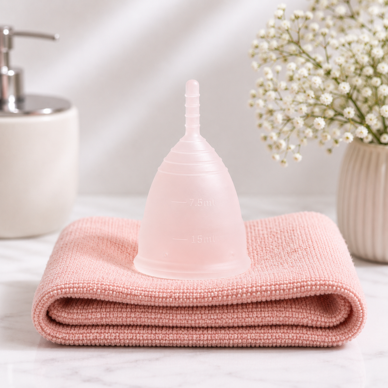 Flo Angel menstrual cup rinsed and cleaned after use