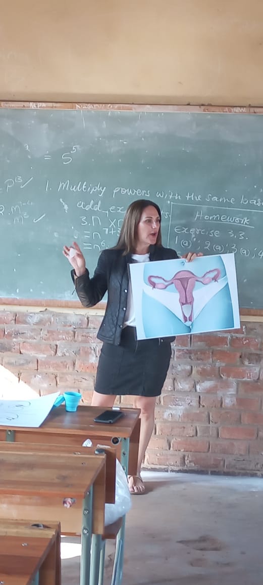 Flo Angel menstrual health education workshop at South African school