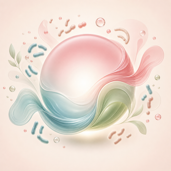 Illustration representing healthy vaginal flora and pH balance supported by body-safe reusable menstrual cup period care