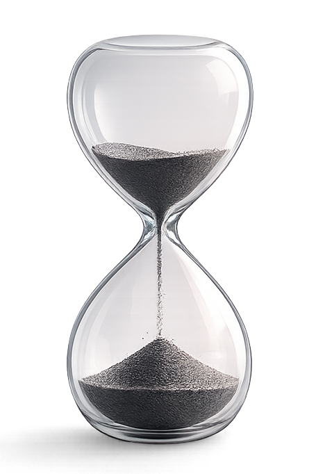 Hourglass representing the lifespan of a menstrual cup